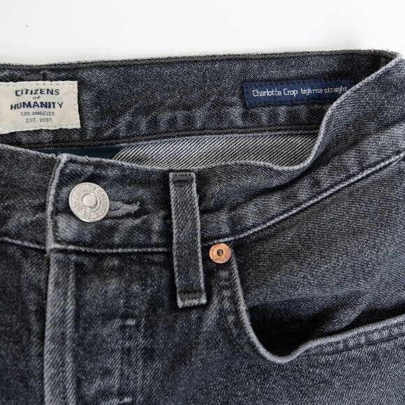 Citizens of Humanity Charlotte Crop High Rise Straight Jeans Black - Picture 6 of 15